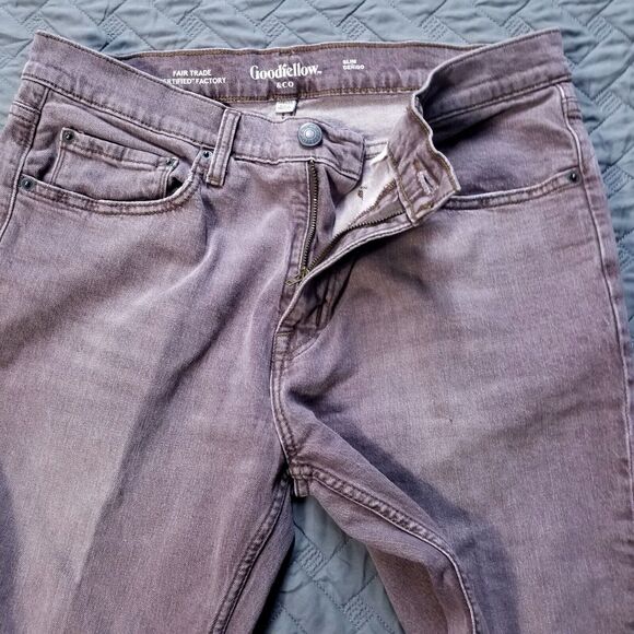 Goodfellow & Co Jeans Mens Size 34x32 Brown Slim Straight Dark Wash Denim - Picture 2 of 12